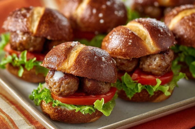 Mini-Laugen-Slider mit Frikadellen