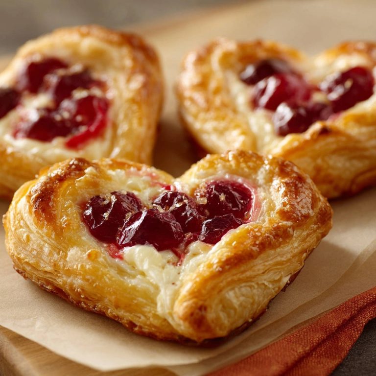 Kirsch-Plunder Herzen: So gelingt knuspriger Blätterteig