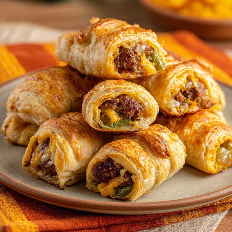 Saftige Hackfleisch-Röllchen mit Käse, angeschnitten, zeigen das Innere mit Hackfleisch, geschmolzenem Käse und grünen Paprikastreifen.