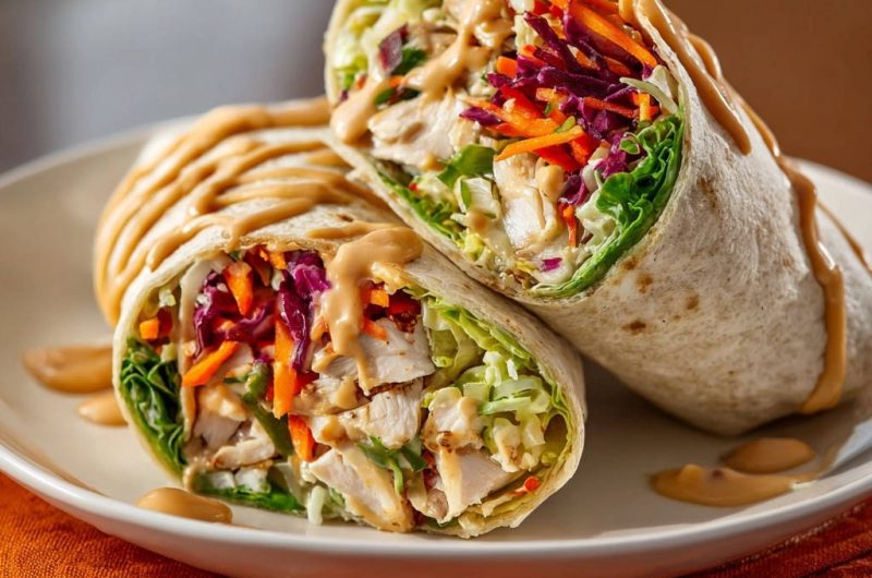Bunter Asia-Wrap mit Erdnuss-Hähnchen