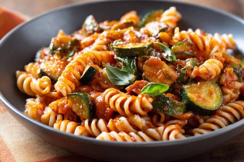 Cremige Zucchini-Tomaten-Fusilli