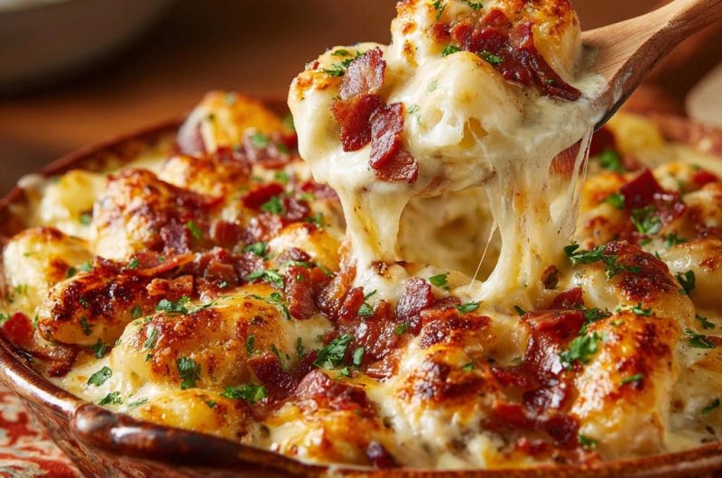 Cremiges Blumenkohl-Käse-Gratin mit Knusper-Bacon