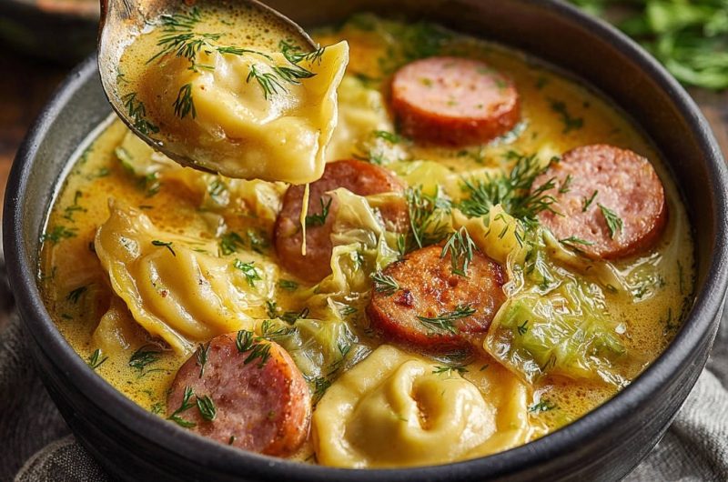 Herzhafte Tortellini-Kohl-Suppe