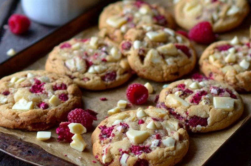 Saftige Weiße Schokolade-Himbeer Cookies