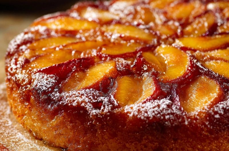 Saftiger Pfirsich-Kopfstandkuchen