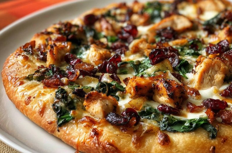 Goldene Hähnchen-Cranberry-Pizza
