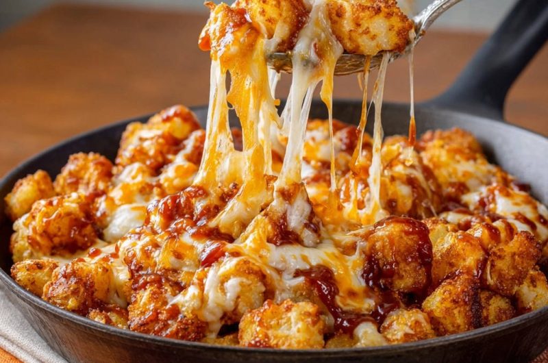 Käse-BBQ-Kartoffelbällchen Pfanne