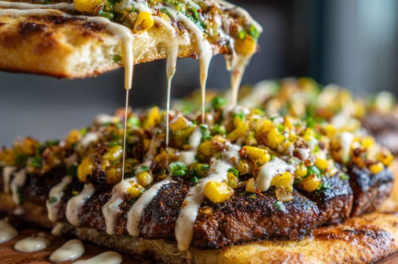 Krosses Steak-Flatbread mit Cremiger Mais-Salsa