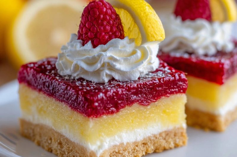 Sommerliche Zitronen-Himbeer-Schnitten