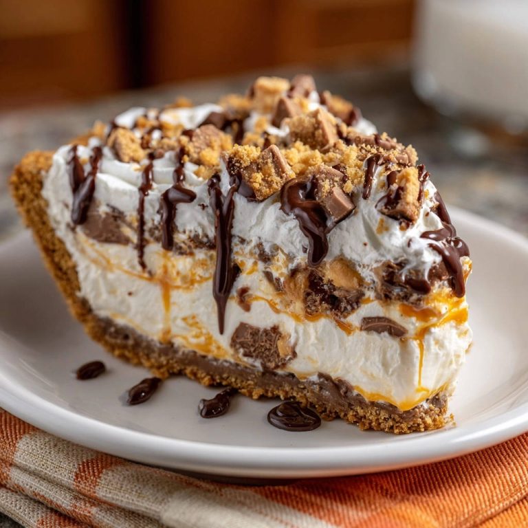 Blitz-Schoko-Karamell-Traum-Torte angeschnitten auf einem Teller, mit Schokoladensauce und Karamellschichten.