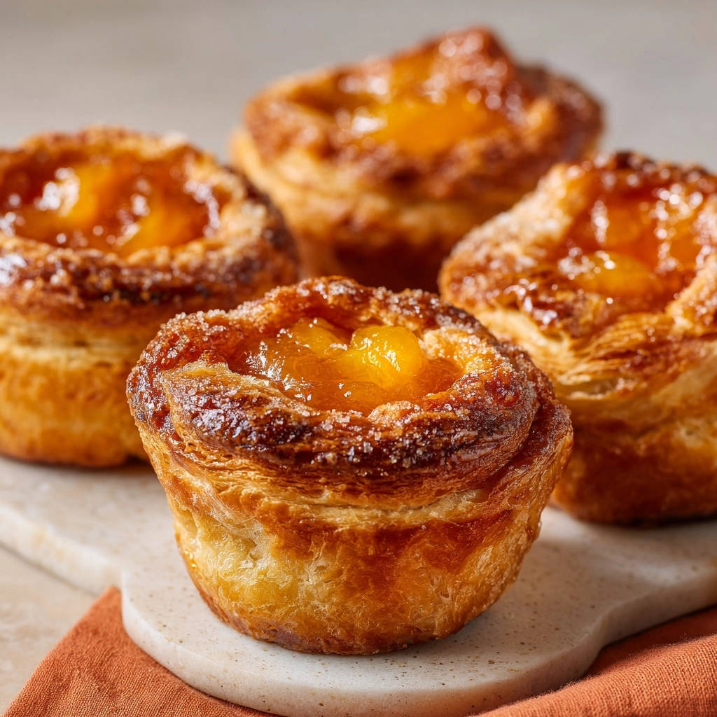 Fruchtige Blätterteig-Schnecken frisch gebacken, mit einer Nahaufnahme der knusprigen Kruste und saftigen Füllung.