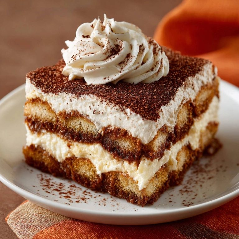 Himmlisches Tiramisu als Nahaufnahme auf einem Teller serviert, garniert mit Schlagsahne und Schokostreuseln.
