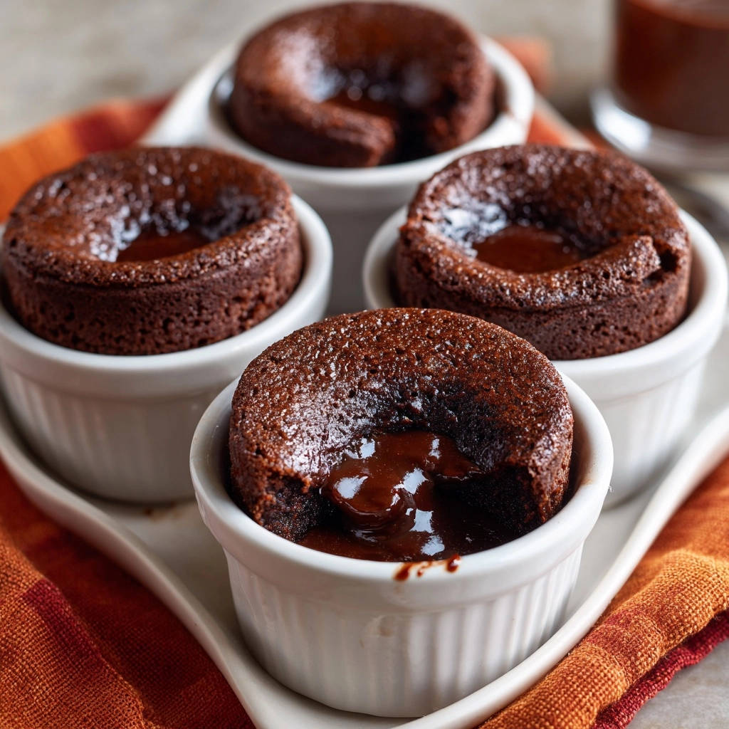 Perfekte Schmelzkuchen mit einem unwiderstehlich schmelzenden Kern, nahaufnahme eines angeschnittenen Kuchens, der die flüssige Schokolade offenbart.