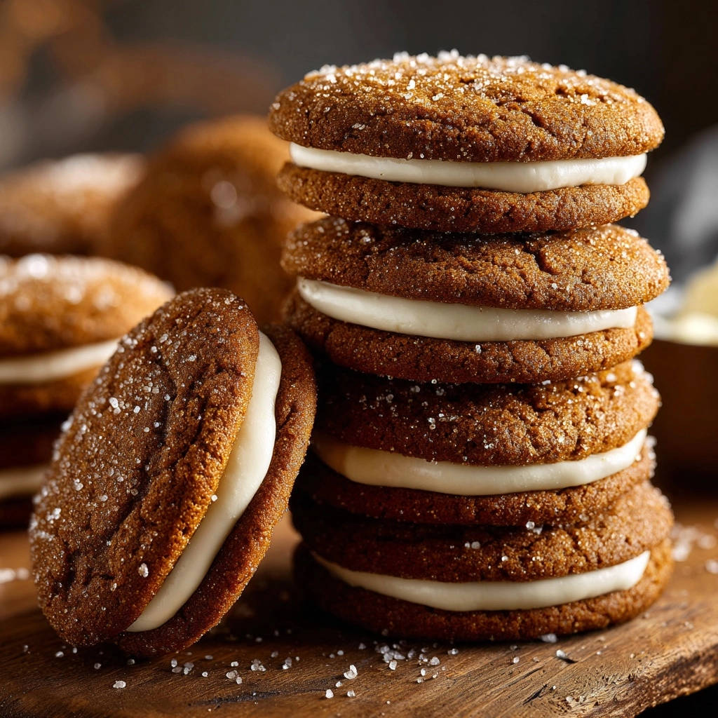 Himmlische Schoko-Sandwich-Cookies gestapelt in einer Nahaufnahme mit einer cremigen Füllung und Zuckerkristallen.