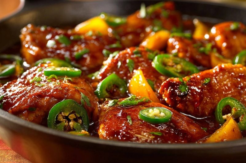 Exotische Hähnchenpfanne mit Ananas und Jalapeño