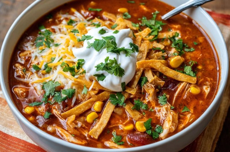 Herzhafte Hähnchen Tortilla Suppe