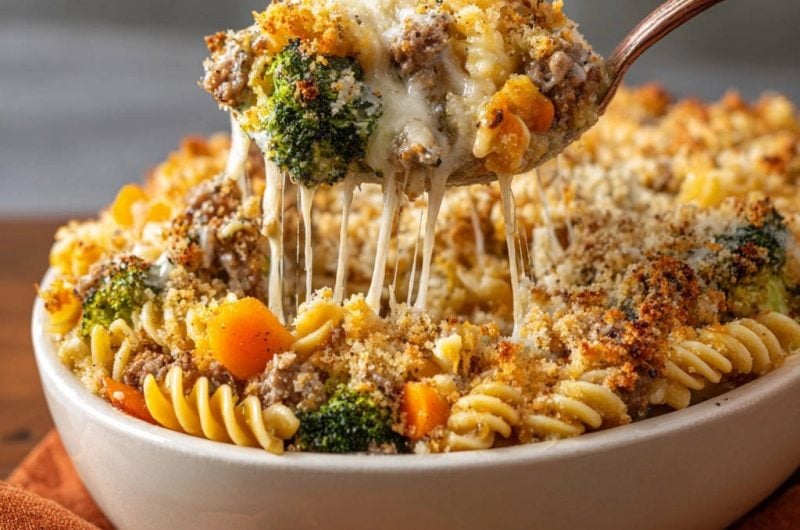 Herzhafter Nudel-Hackfleisch-Gratin