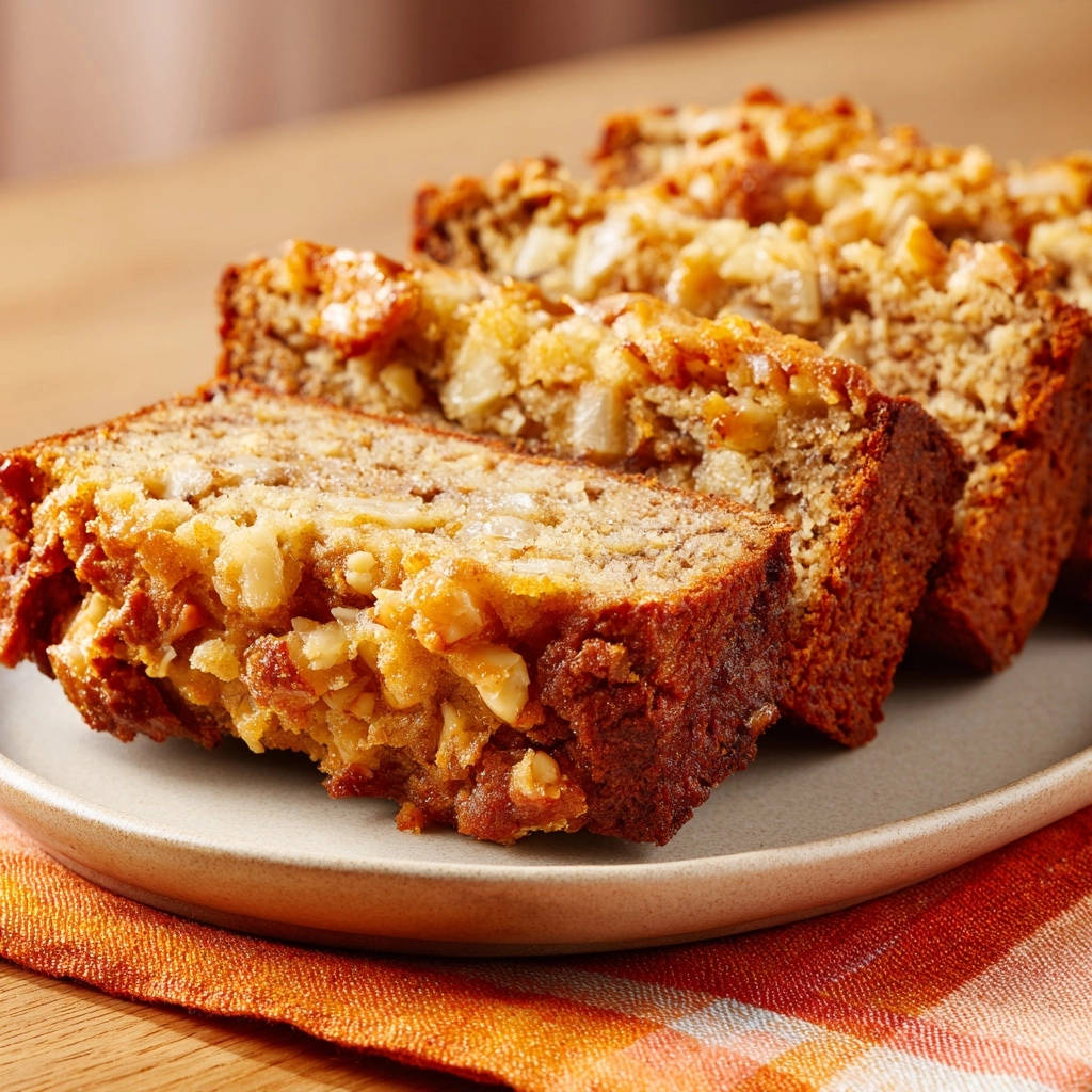 Ultra-saftiges Bananenbrot mit Walnüssen, angeschnitten, zeigt die saftige Krume und die knackigen Walnussstücke im Inneren.