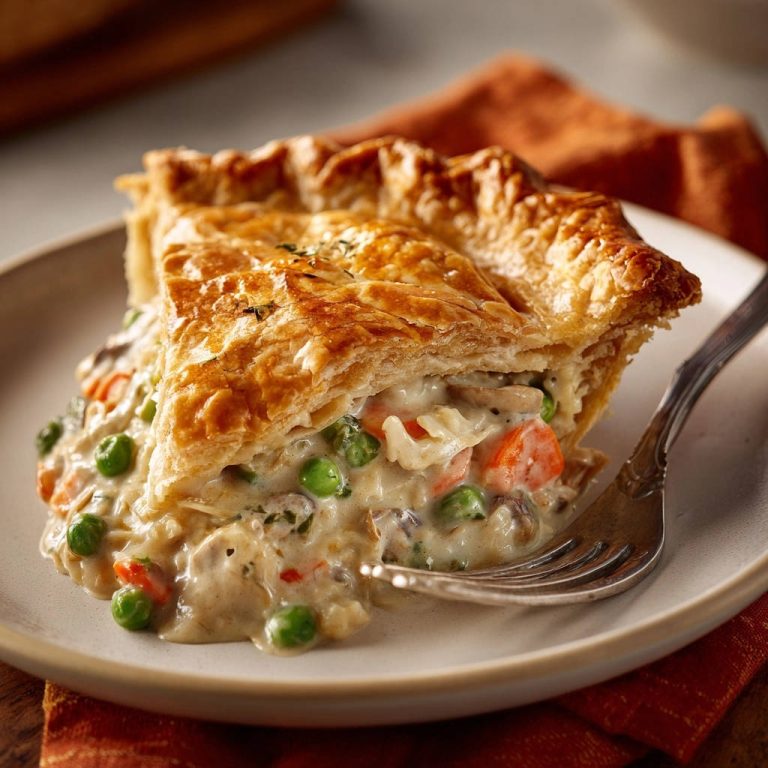 Cremige Hähnchen-Gemüse-Pastete: Knusprig-goldene Kruste garantiert