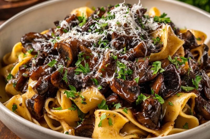 Herzhafte Pasta mit Pilzragout