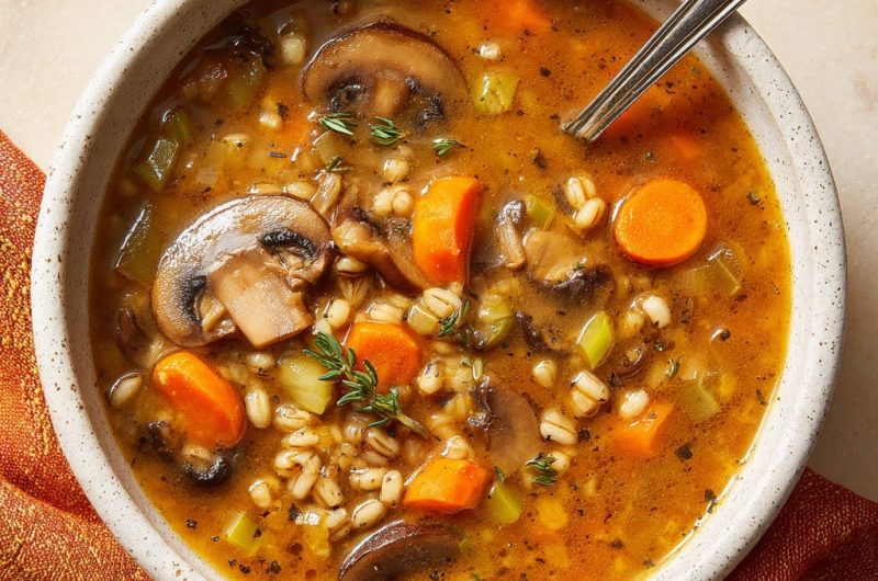 Herzhafte Pilz-Gersten-Suppe