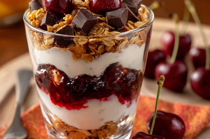 Kirsch-Schoko-Müsli-Parfait