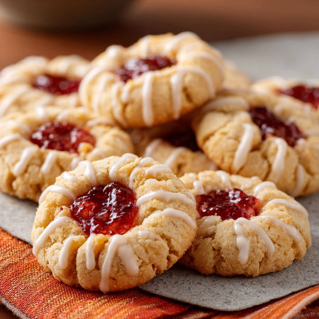 Himbeer-Keks-Blüten, eine Nahaufnahme eines mürben Kekses mit einer fruchtigen Himbeermarmeladenfüllung und zarter Zuckerguss-Verzierung.