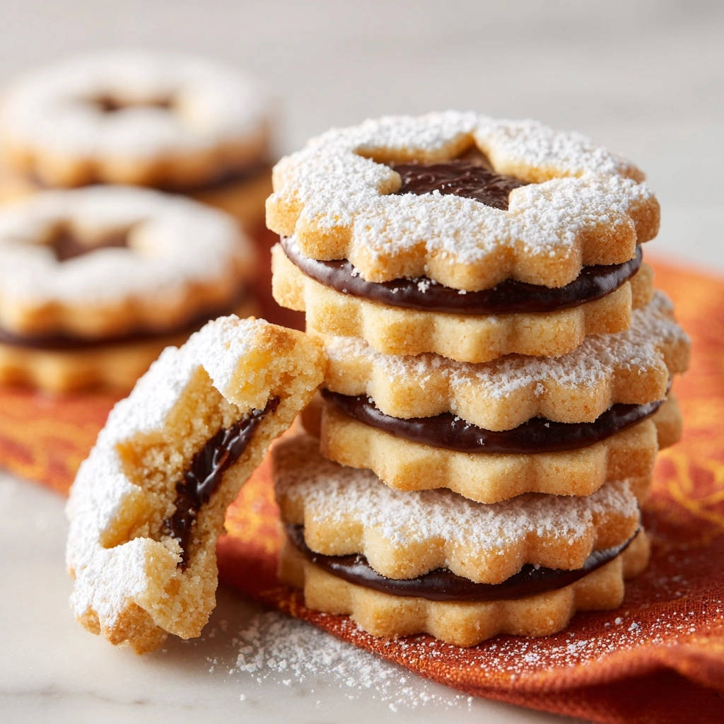 Zarte Schoko-Mürbeplätzchen angeschnitten, die zeigen, wie saftig sie sind, mit Puderzucker bestäubt.