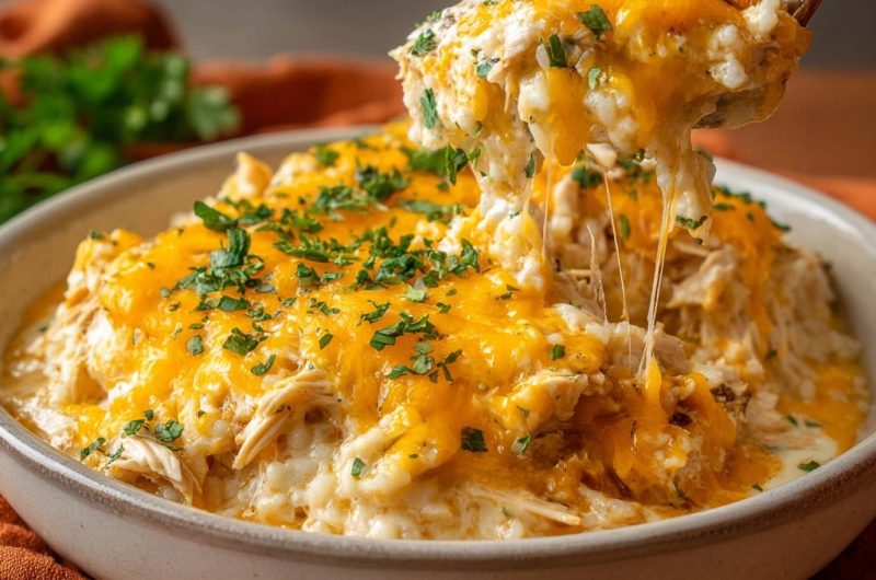 Cremiger Hähnchen-Reis-Auflauf