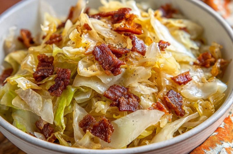 Gebratener Weißkohl mit knusprigem Bacon