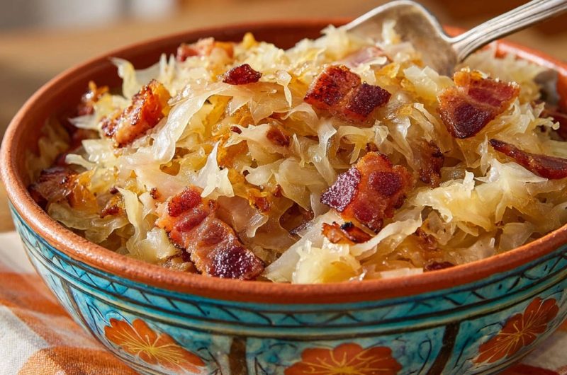 Gebratenes Kraut mit krossem Bacon