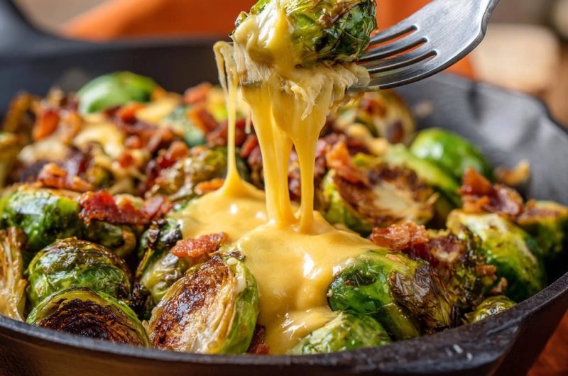 Gerösteter Rosenkohl mit Bacon und Käse