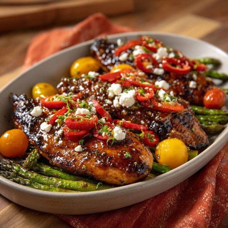 Glasiertes Hähnchen mit Spargel und Feta: Unwiderstehlich saftig & einfach