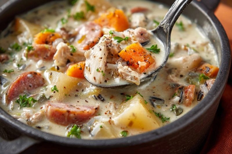 Herzhafter Hähnchen-Reis-Eintopf mit Wurst