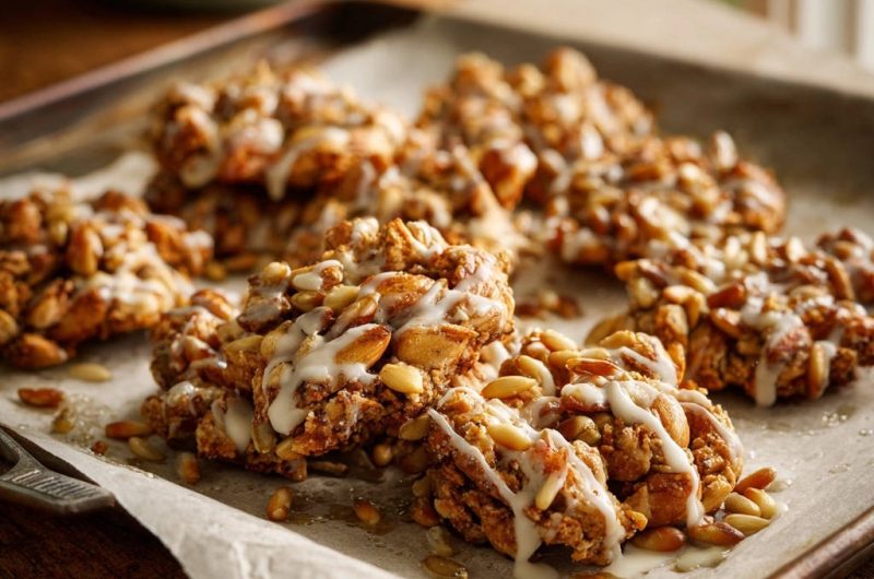 Nuss-Samen-Cluster mit Ahornsirup-Glasur