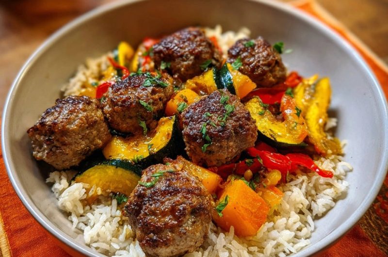 Saftige Frikadellen-Gemüse-Bowl