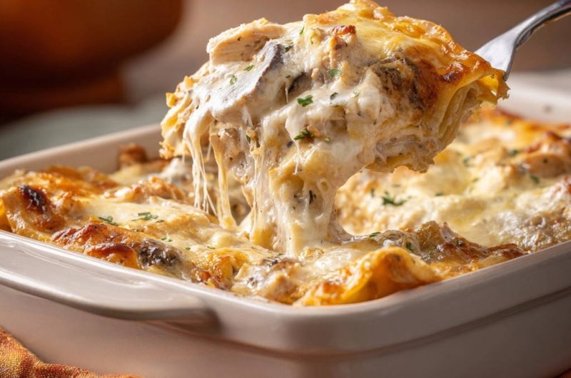 Hähnchen-Pilz-Lasagne