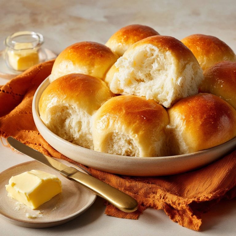 Meine goldbraunen Milchbrötchen, angechnitten und mit einer Butterportion daneben, zeigen ihre luftige Innenseite.