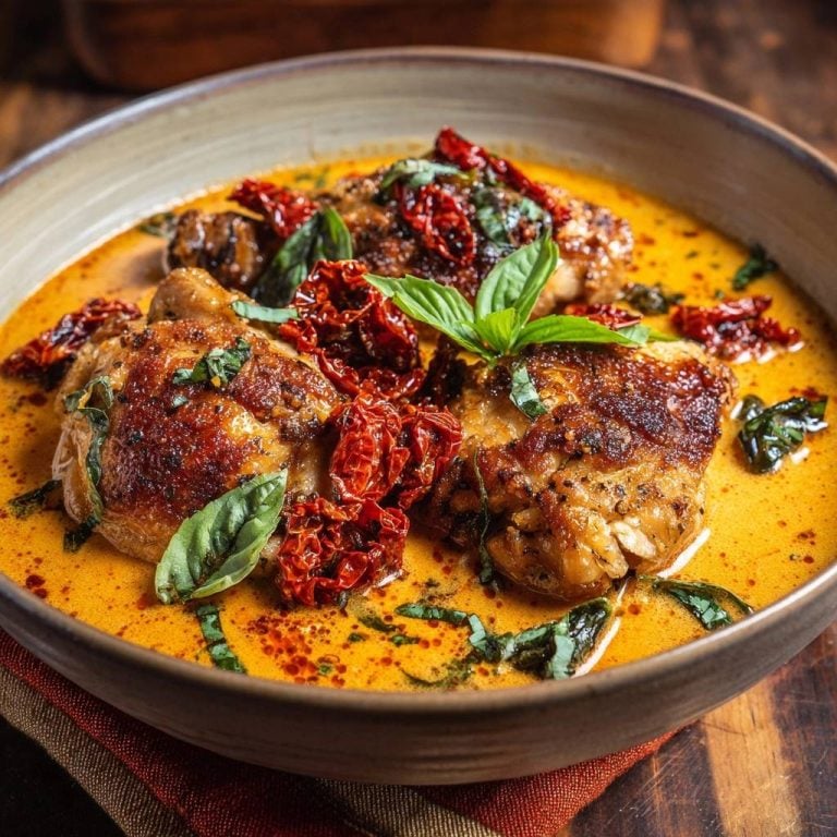 Cremiges Hähnchen mit sonnengetrockneten Tomaten & Basilikum