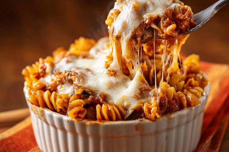 Herzhafte Ofen-Fusilli mit Käsehaube