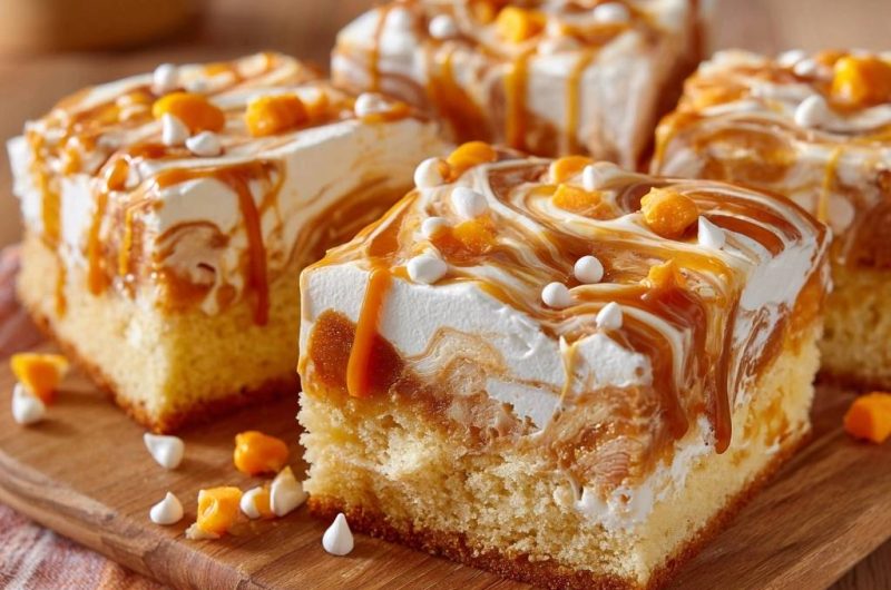 Karamell-Popcorn-Sahnetorten-Quadrate