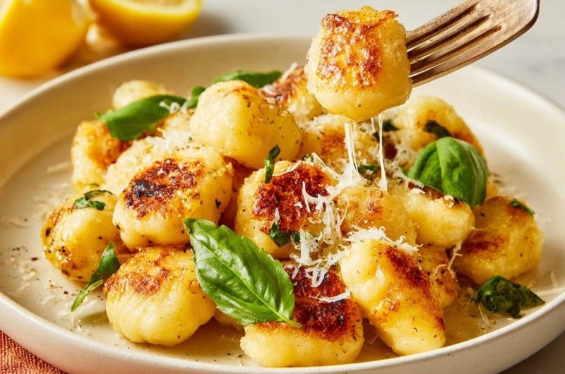 Knusprige Gnocchi mit Parmesan, Basilikum & Zitrone