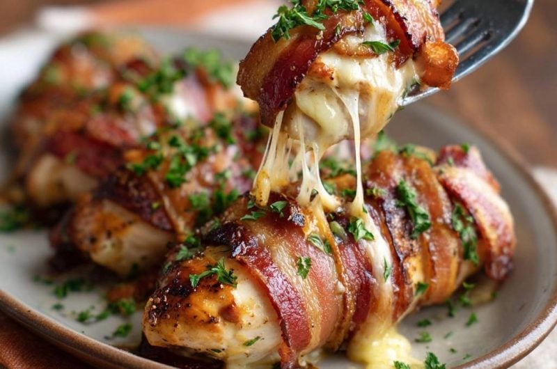 Knuspriger Bacon-Hähnchen mit Käsefüllung