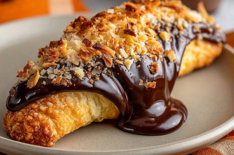 Knuspriges Kokos-Schoko-Croissant