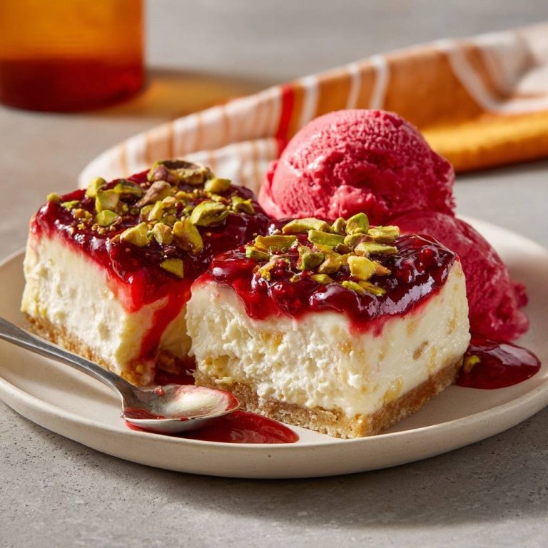 Pistazien-Himbeer-Käsekuchen (Nie wieder Risse im Käsekuchen!)