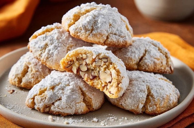 Rustikale Puderzucker-Mandelkekse