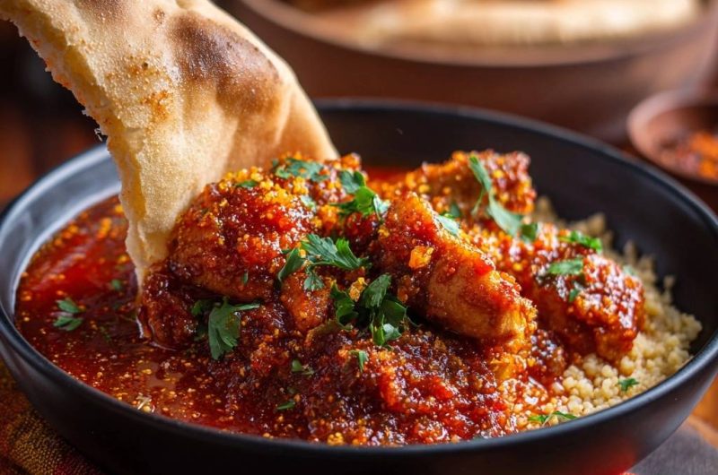 Saftiges Hähnchen in Tomaten-Gewürz-Soße mit Couscous