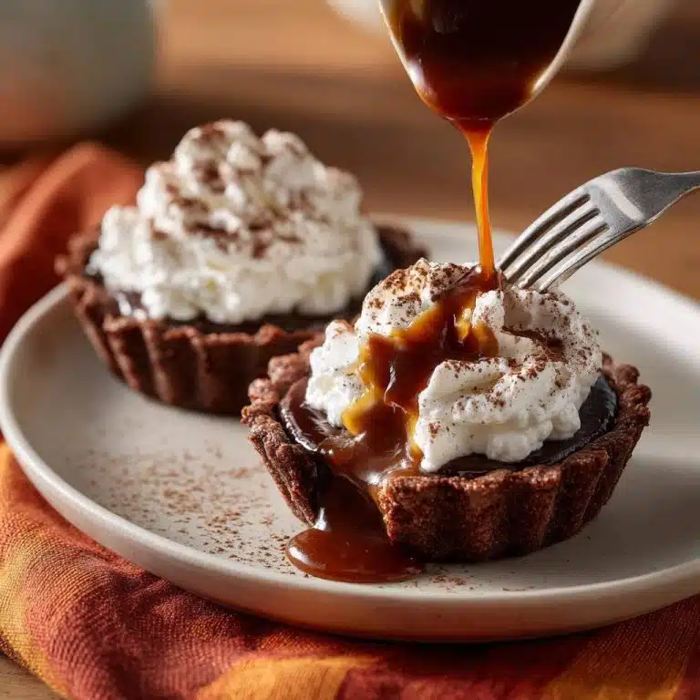 Schokoladen-Karamell-Sahne-Törtchen (Nie wieder matschiger Boden!)