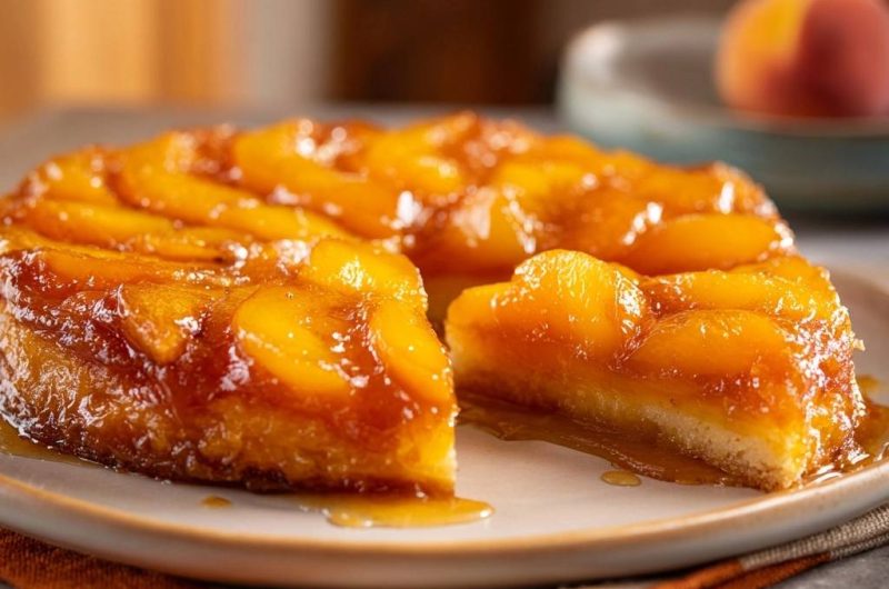 Umgedrehter Pfirsichkuchen