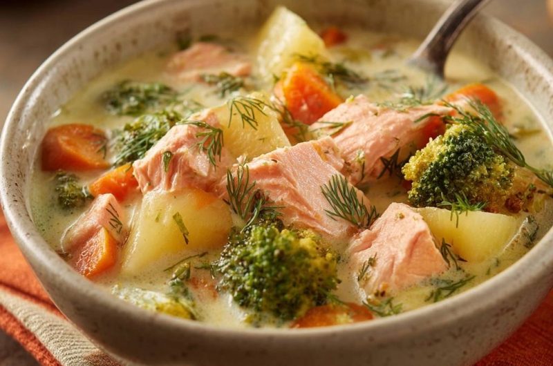 Lachs-Gemüsesuppe